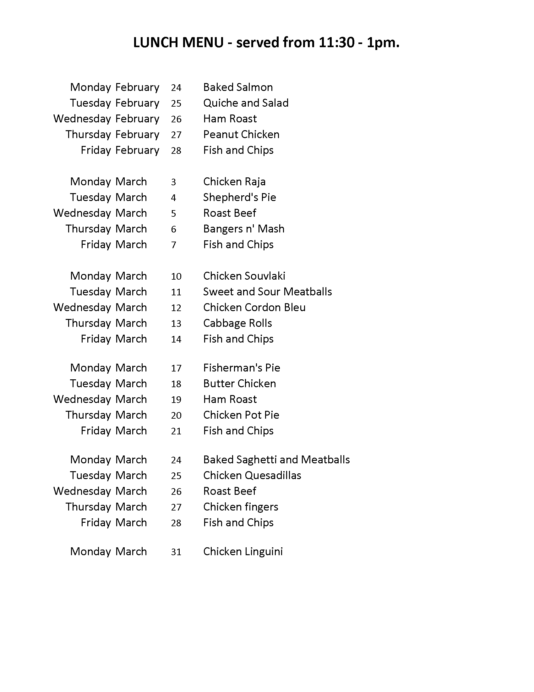 Lunch template Sheet1 – Sechelt Activity Centre